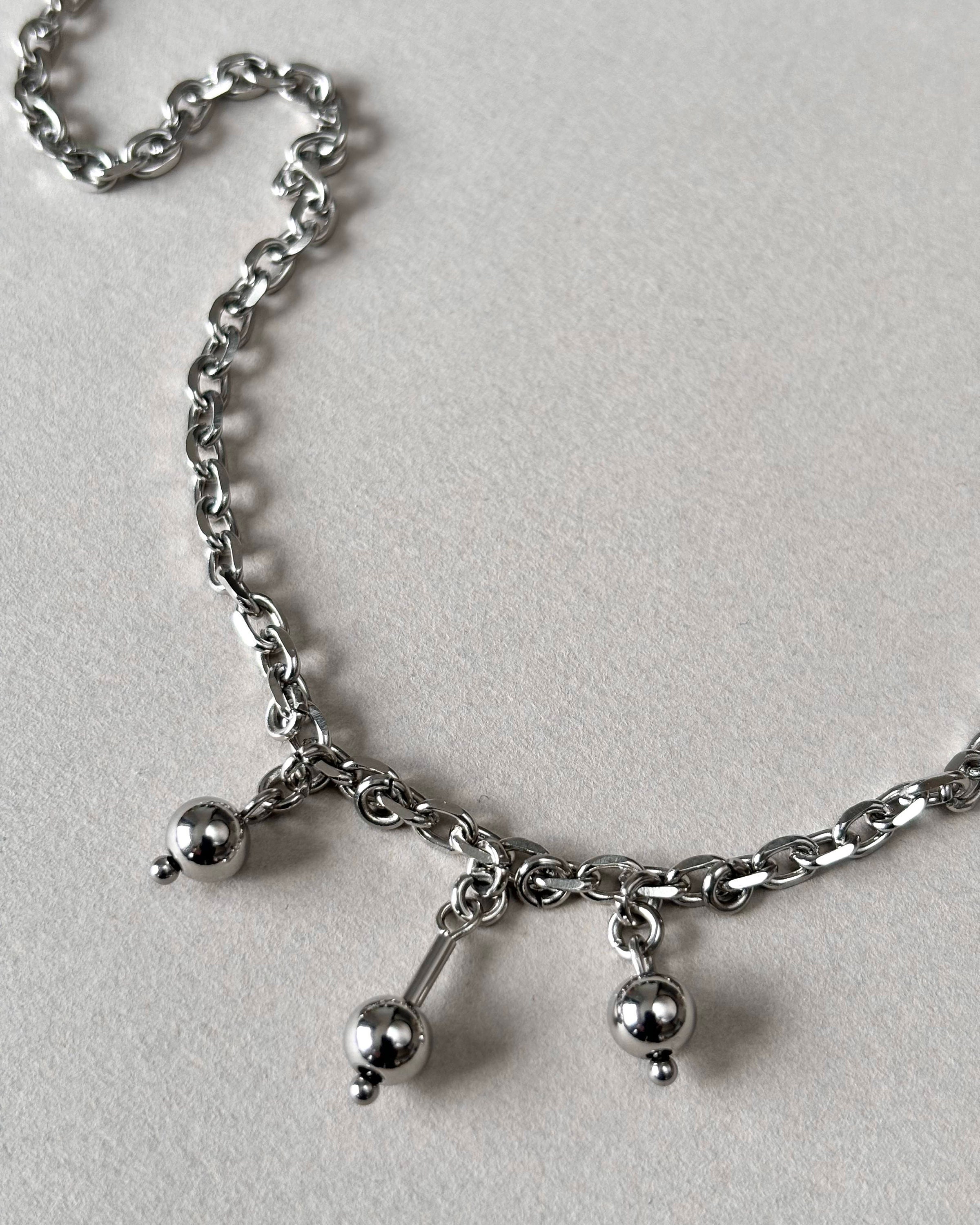 Stainless Steel Necklace. Silver Metal Сolor. Metal Chain with Beads — handmade Necklace by TVOR Jewelry — photo 3 of 5