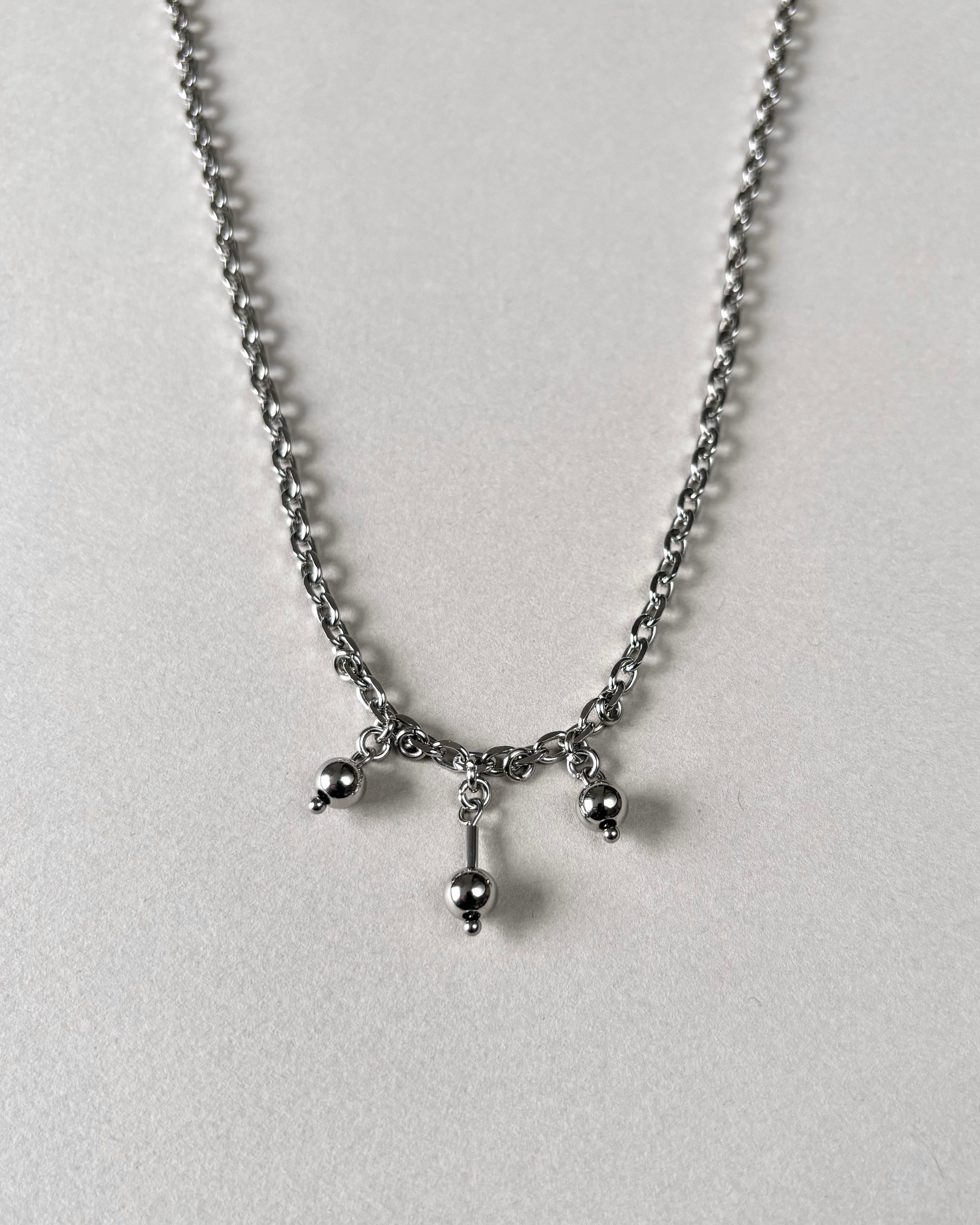 Stainless Steel Necklace. Silver Metal Сolor. Metal Chain with Beads — handmade Necklace by TVOR Jewelry — photo 4 of 5
