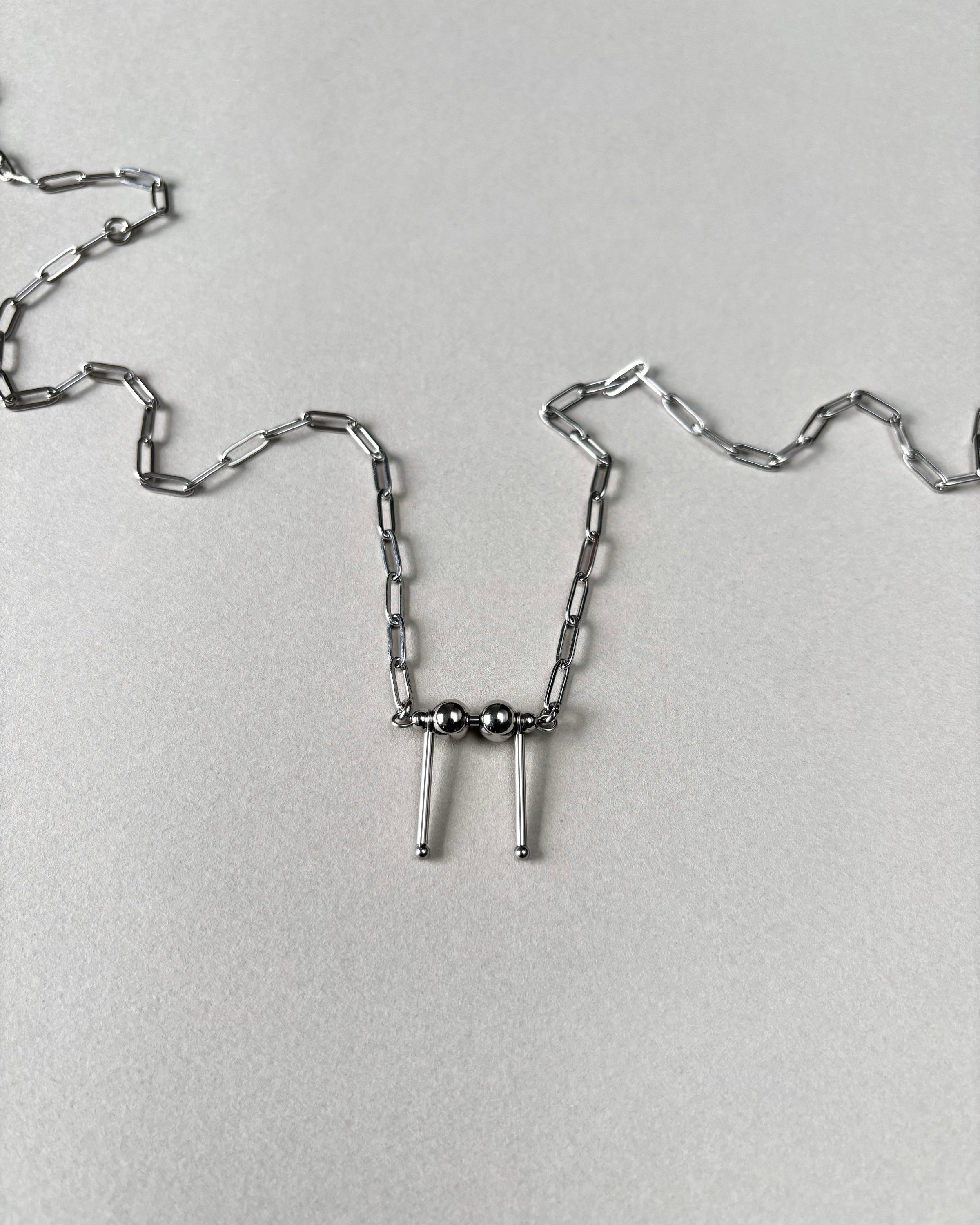 Minimalist Paperclip Necklace with Futuristic Pendant Made of Stainless Steel — Everyday Jewelry for Men and Women — handmade Necklace by TVOR Jewelry — photo 3 of 4