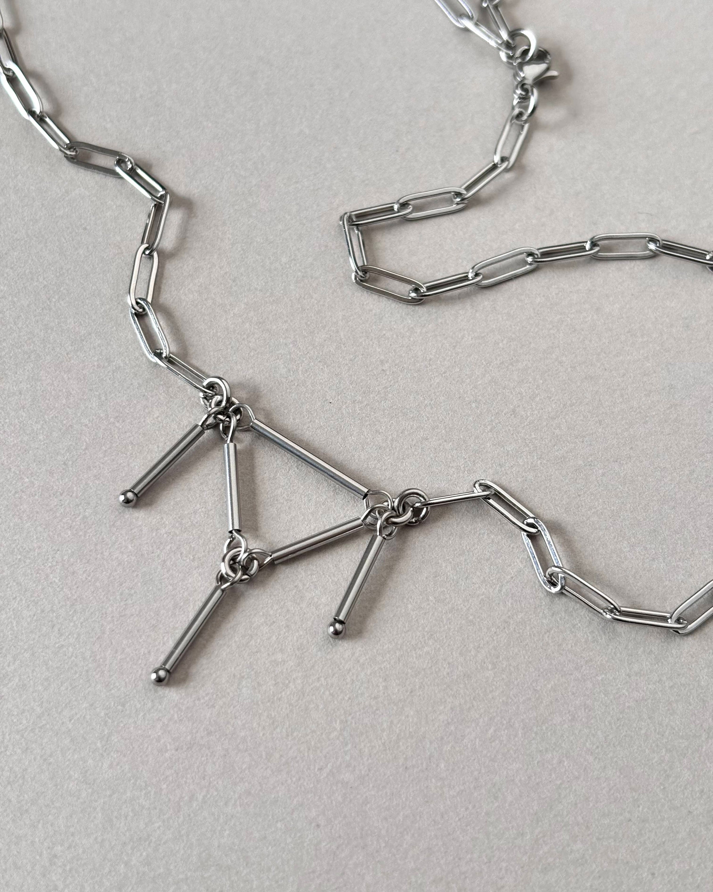 Stainless Steel Necklace. Silver Metal Сolor Jewelry. Metal Chain with Pendant — handmade Necklace by TVOR Jewelry — photo 2 of 6