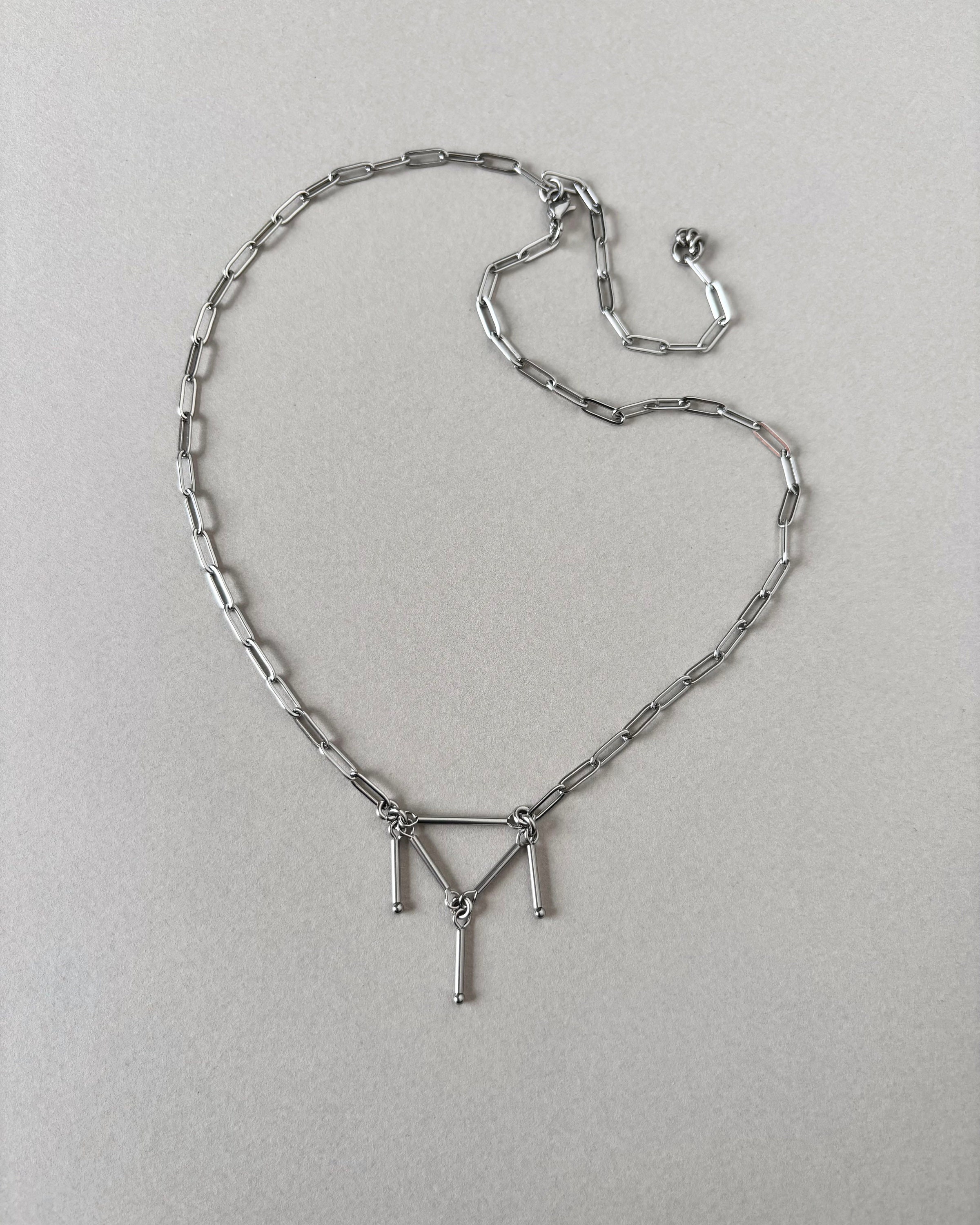 Stainless Steel Necklace. Silver Metal Сolor Jewelry. Metal Chain with Pendant — handmade Necklace by TVOR Jewelry — photo 3 of 6