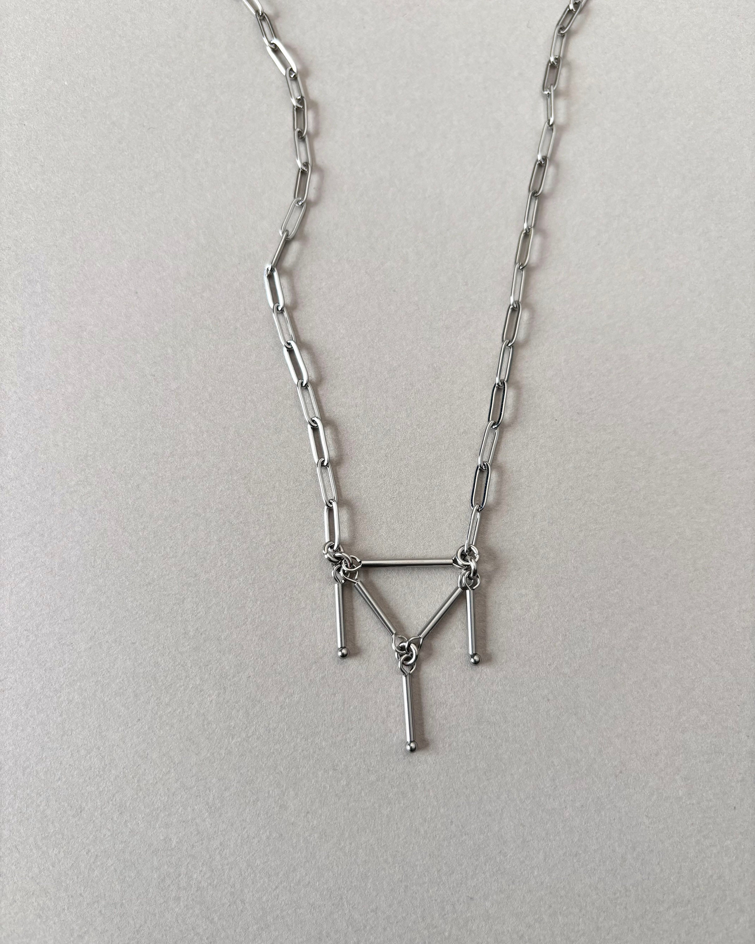 Stainless Steel Necklace. Silver Metal Сolor Jewelry. Metal Chain with Pendant — handmade Necklace by TVOR Jewelry — photo 5 of 6