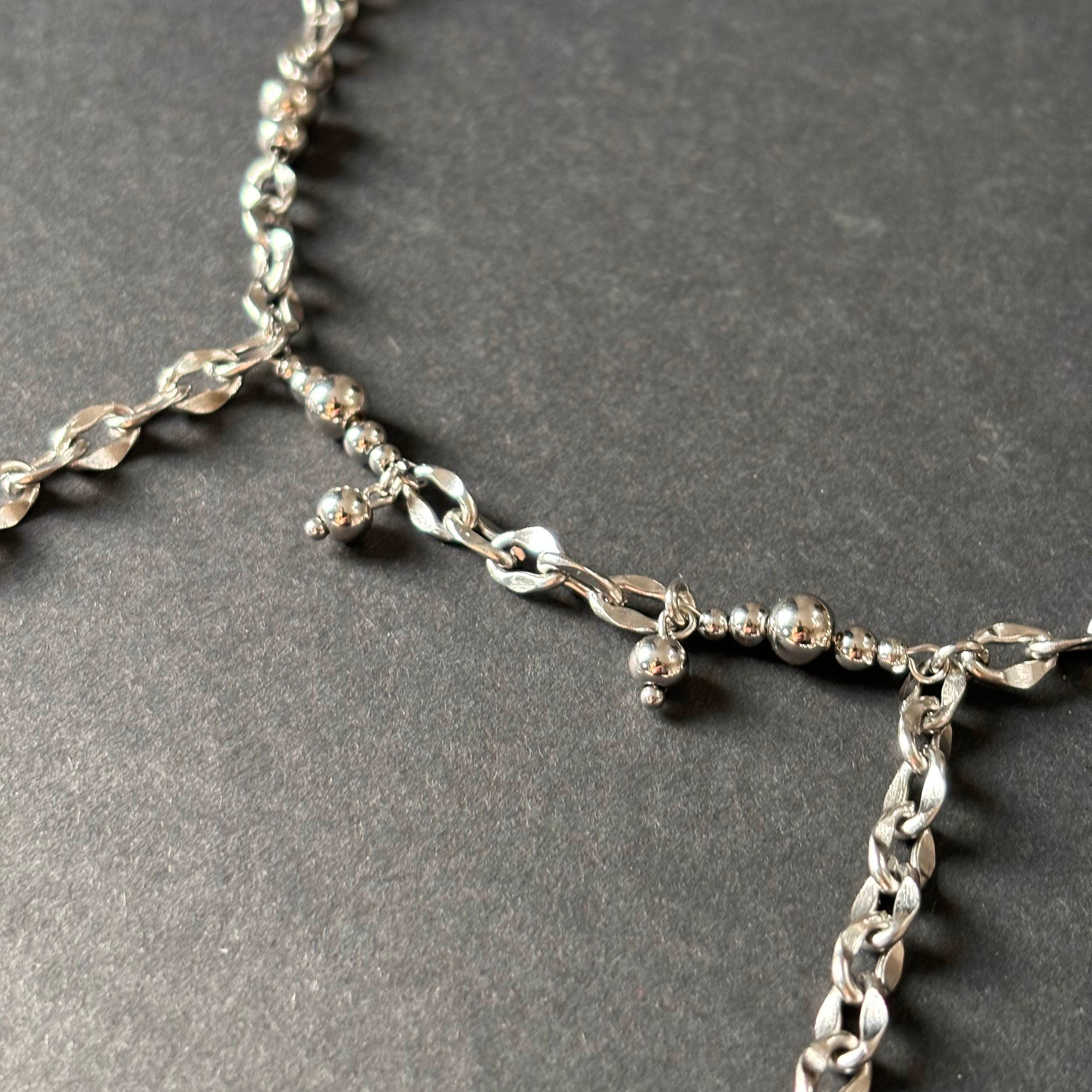 Stainless Steel Necklace with Double Drop Chains. Unusual necklace – Grunge Jewelry — handmade Necklace by TVOR Jewelry — photo 2 of 5