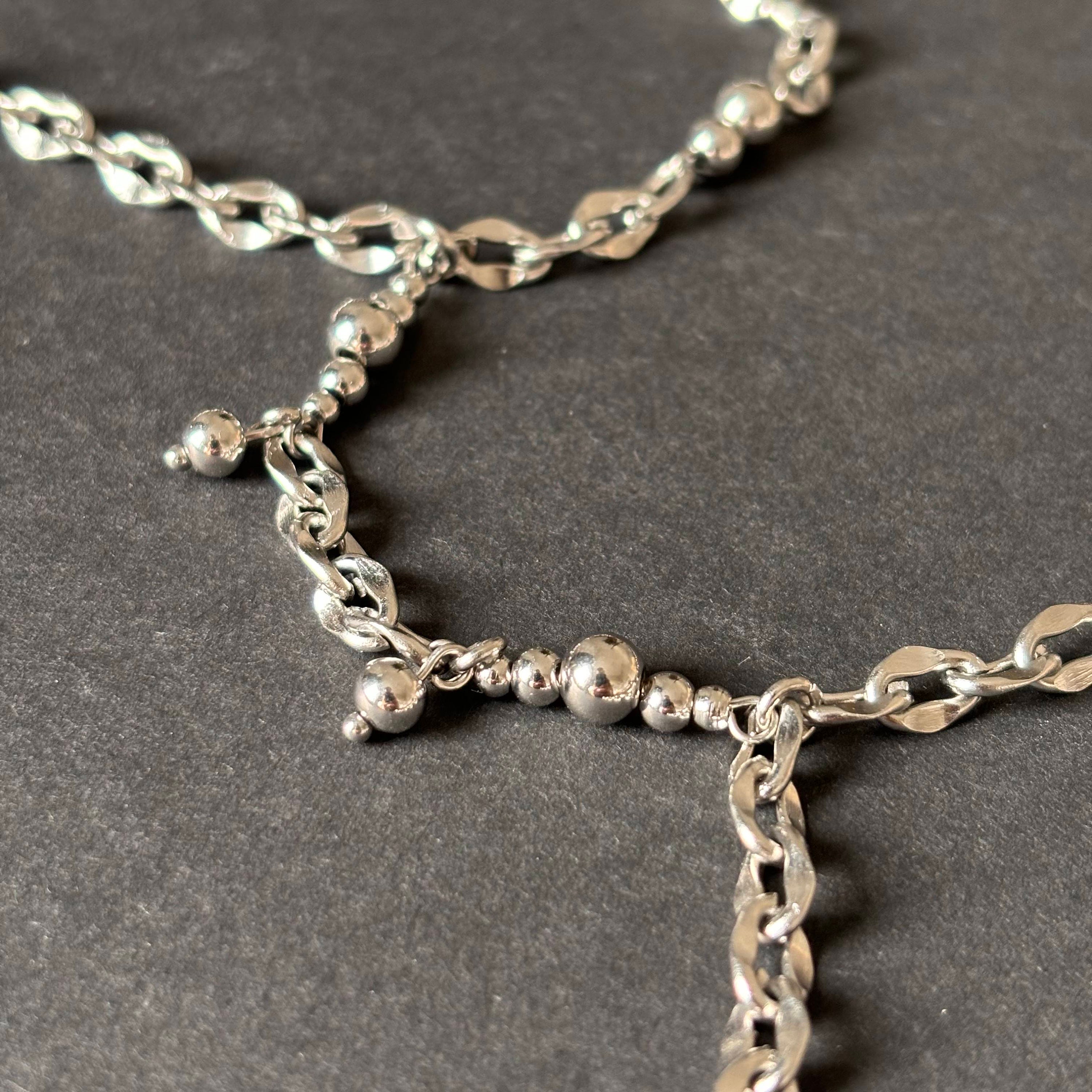 Stainless Steel Necklace with Double Drop Chains. Unusual necklace – Grunge Jewelry — handmade Necklace by TVOR Jewelry — photo 4 of 5
