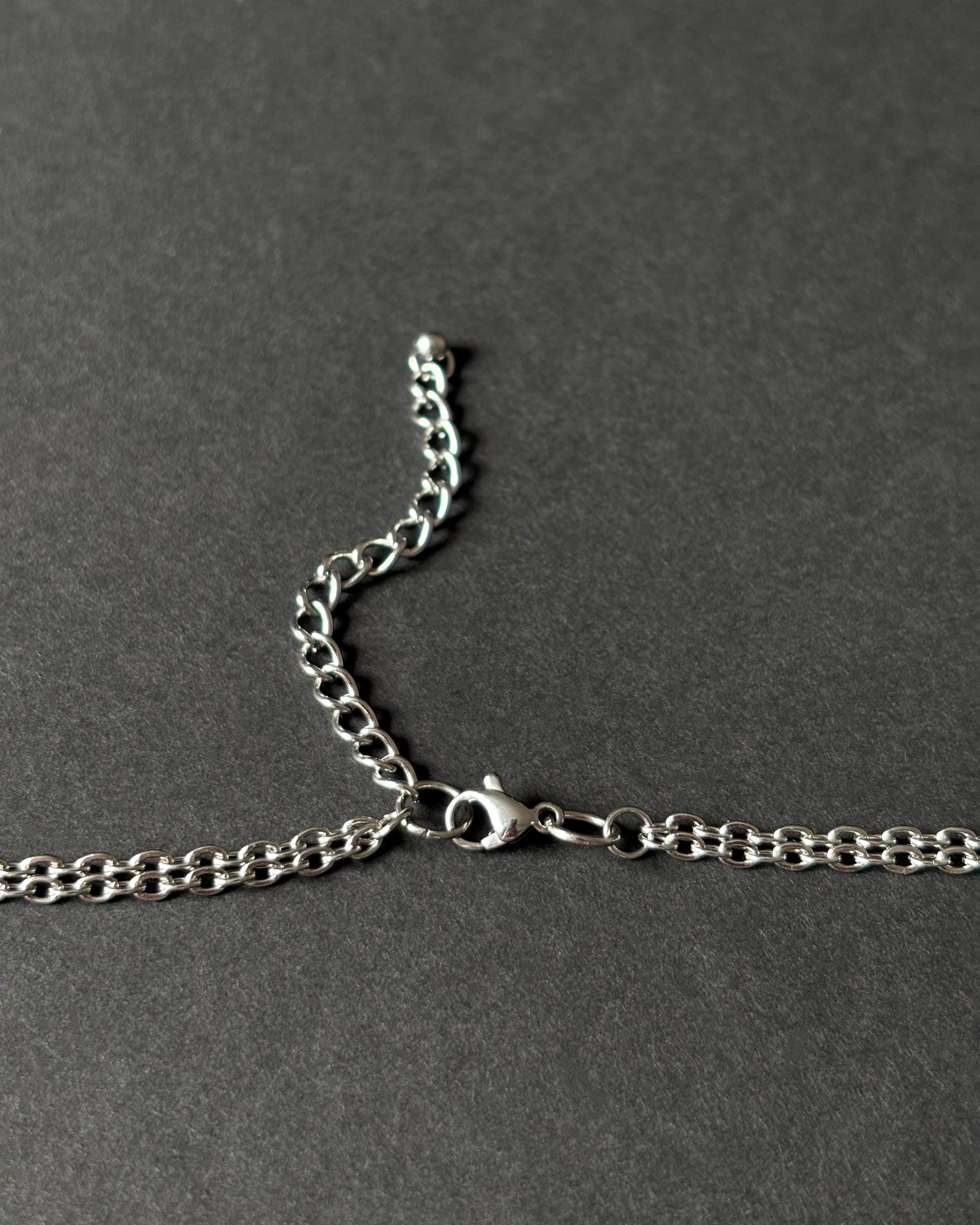 Grunge Necklace with Hanging Chains. Silver Stainless Steel Chain Necklace for Men and Women — Rave Outfit — handmade Necklace by TVOR Jewelry — photo 6 of 7
