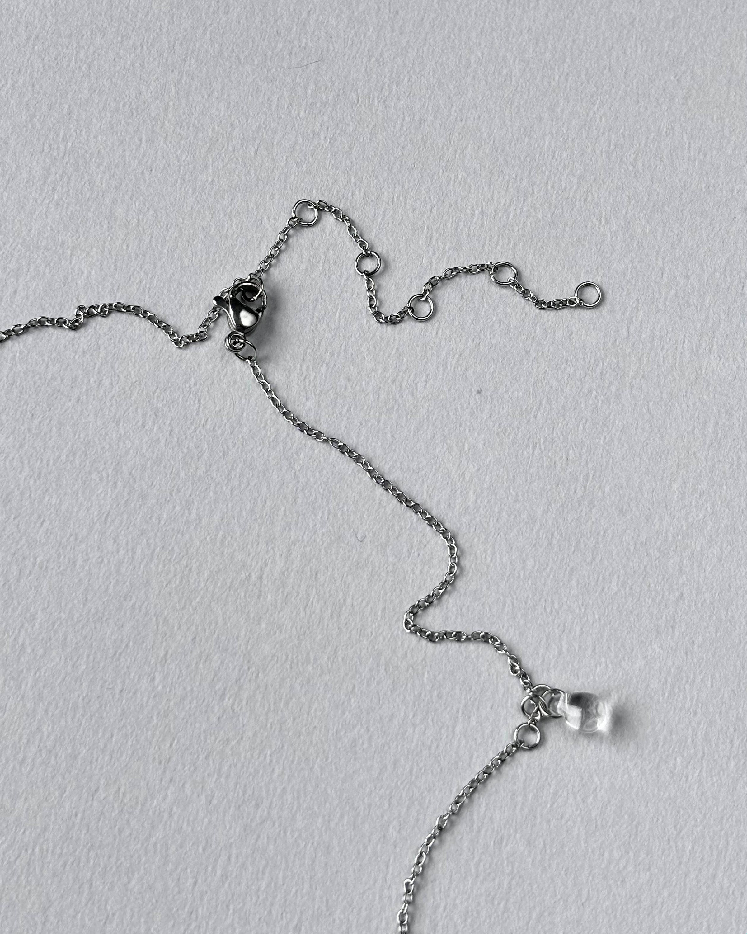 Delicate Teardrop Necklace. Clear Glass Drops and Stainless Steel Fine Chain. Minimalist Fine Jewelry — handmade Necklace by TVOR Jewelry — photo 6 of 7