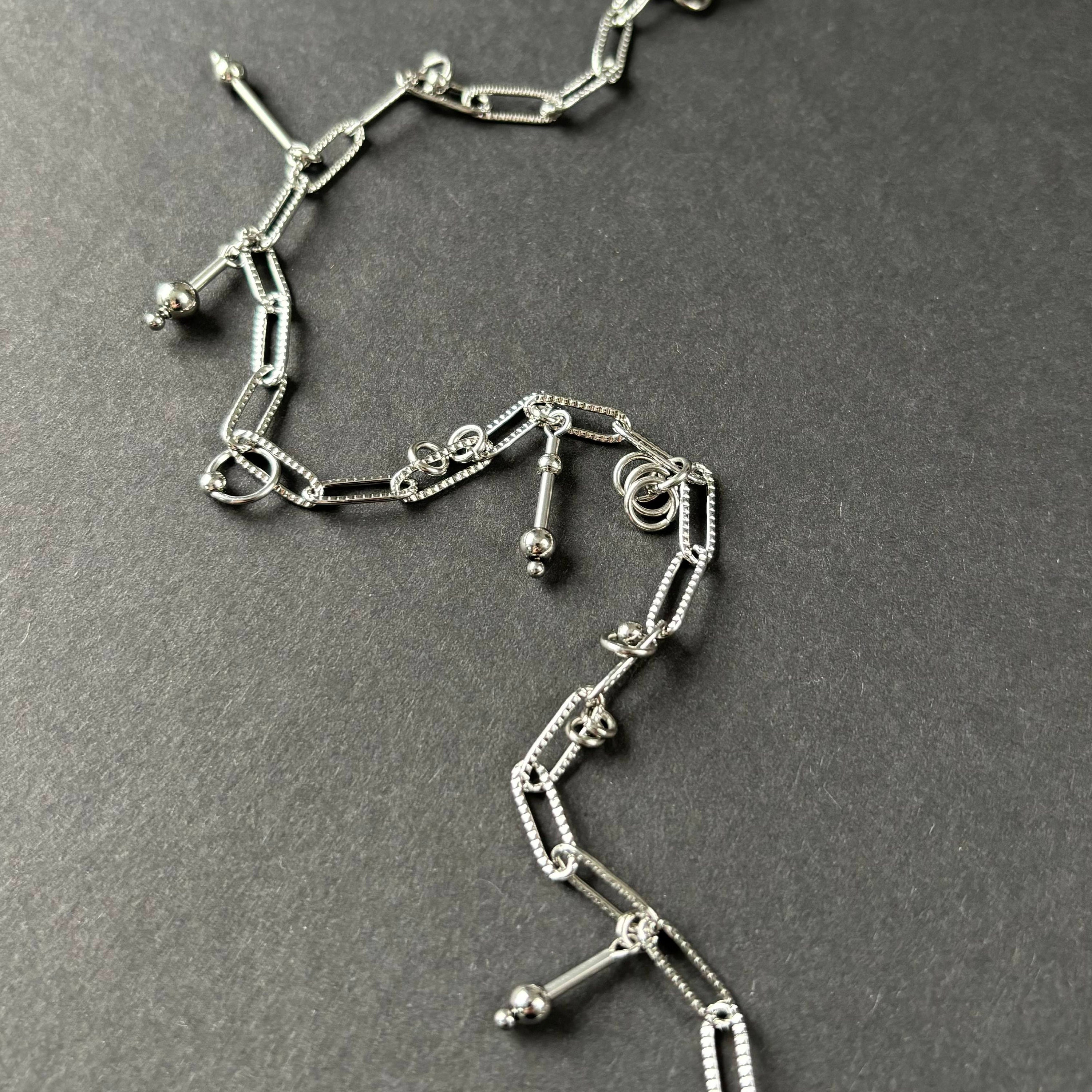 Paperclip Necklace with Dangling Charms. Asymmetrical Choker. Unisex Unique Jewelry – Everyday Grunge Necklace — handmade Necklace by TVOR Jewelry — photo 4 of 6