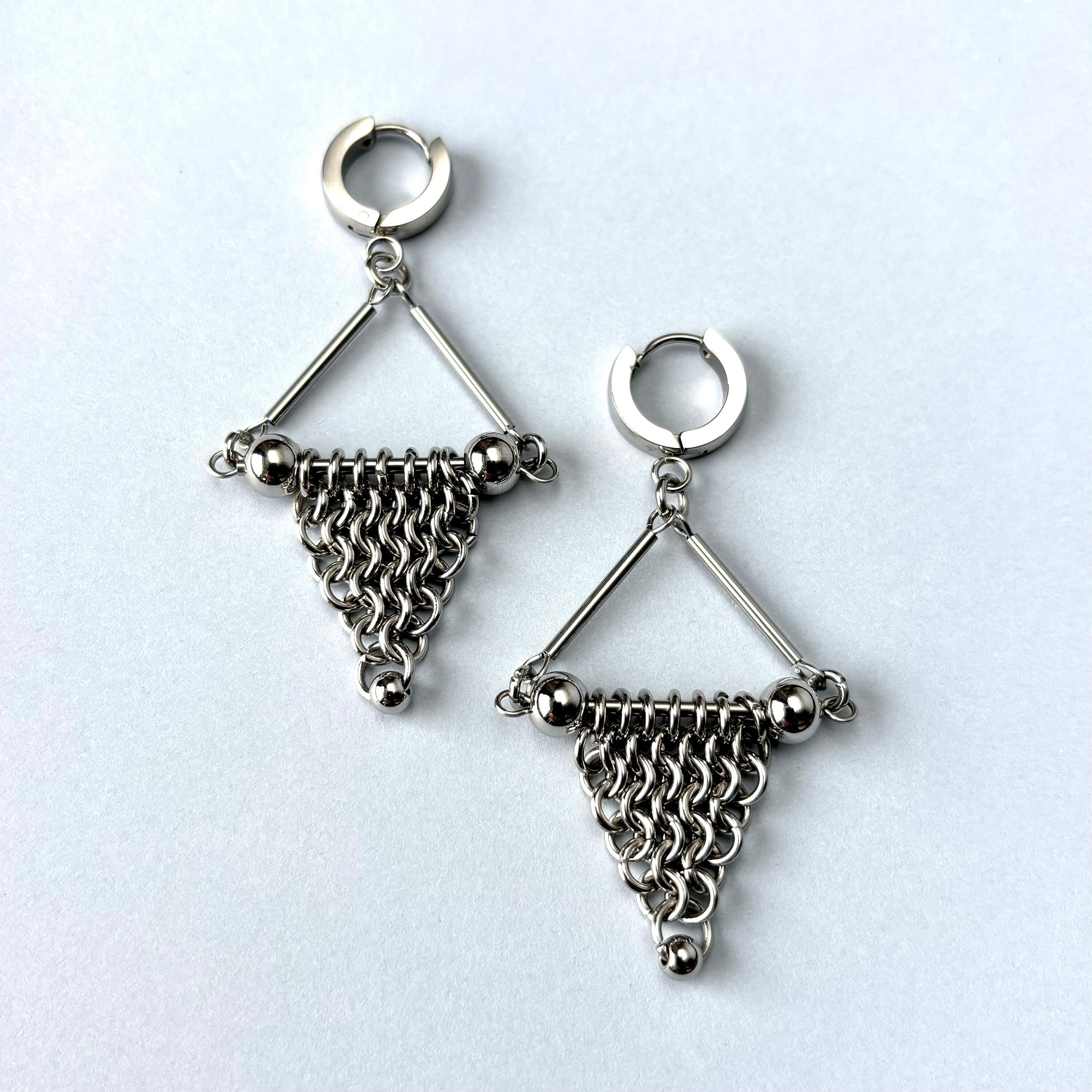 Stainless Steel Earrings: Chain Maille Unisex Jewelry — handmade Earrings by TVOR Jewelry — photo 2 of 4
