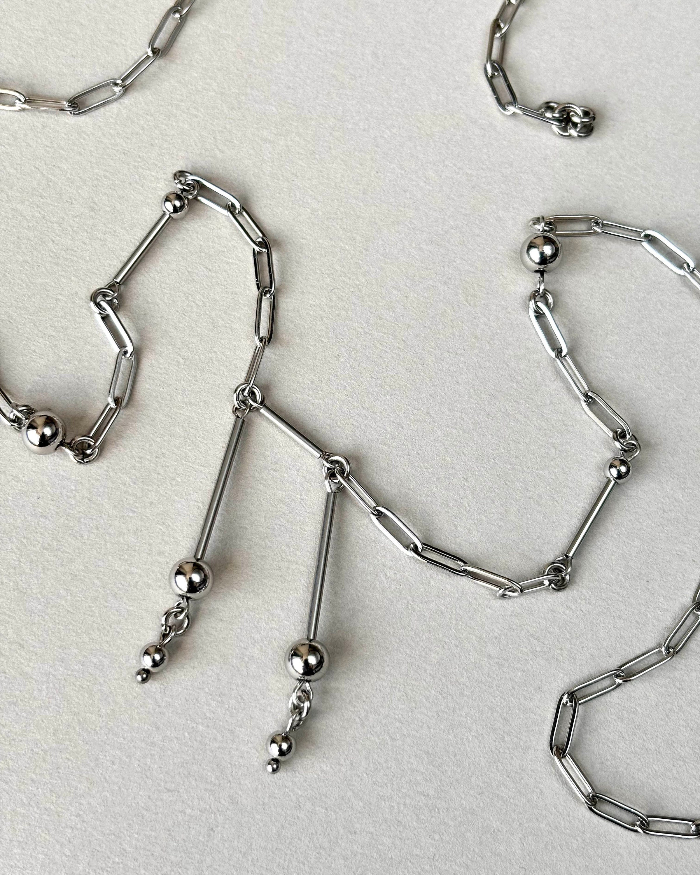 Paperclip Necklace | Dainty Long Necklace in Silver Stainless Steel. Unique Bohemian Jewelry – Long Pendant Necklace — handmade Necklace by TVOR Jewelry — photo 2 of 6