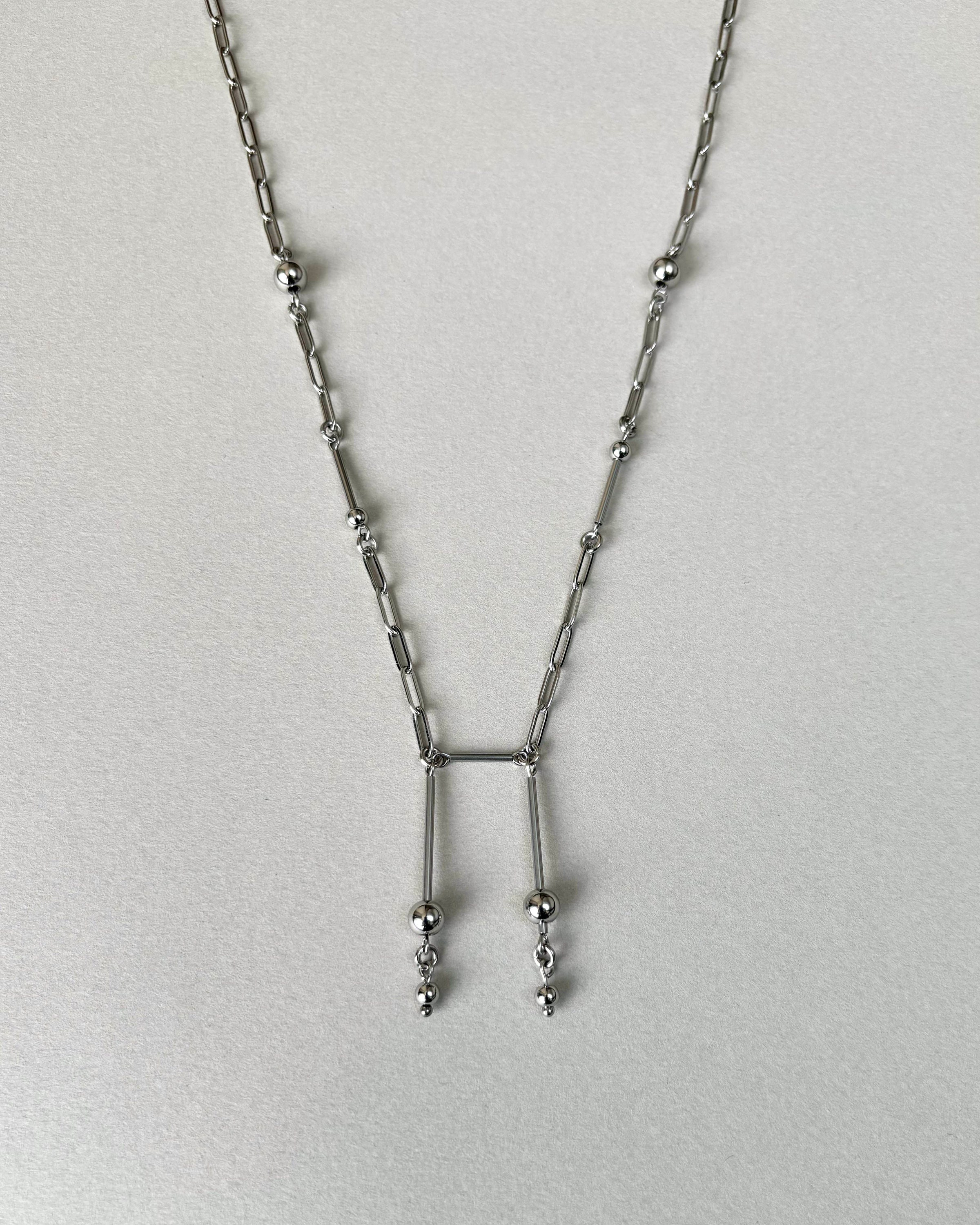 Paperclip Necklace | Dainty Long Necklace in Silver Stainless Steel. Unique Bohemian Jewelry – Long Pendant Necklace — handmade Necklace by TVOR Jewelry — photo 3 of 6