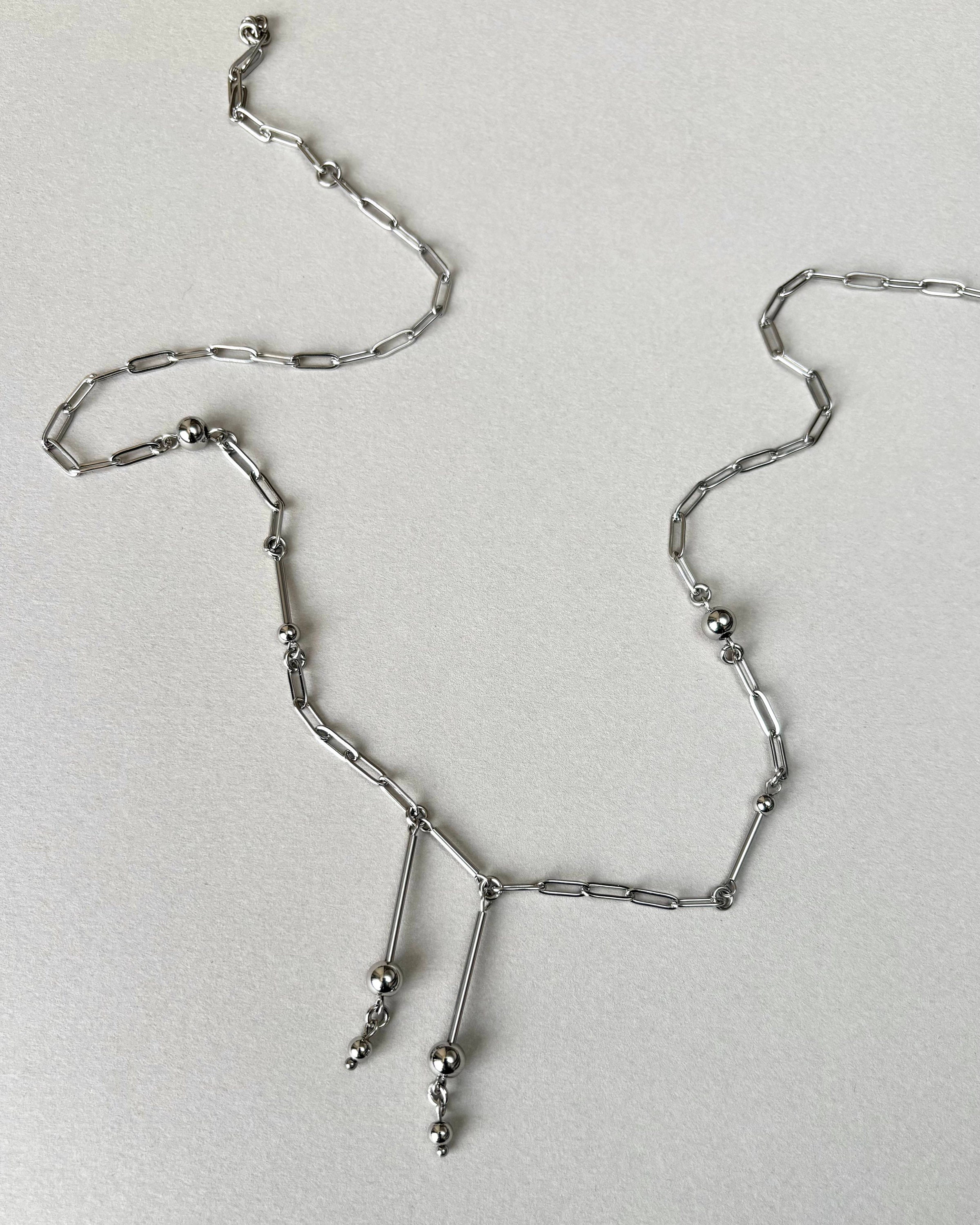 Paperclip Necklace | Dainty Long Necklace in Silver Stainless Steel. Unique Bohemian Jewelry – Long Pendant Necklace — handmade Necklace by TVOR Jewelry — photo 4 of 6