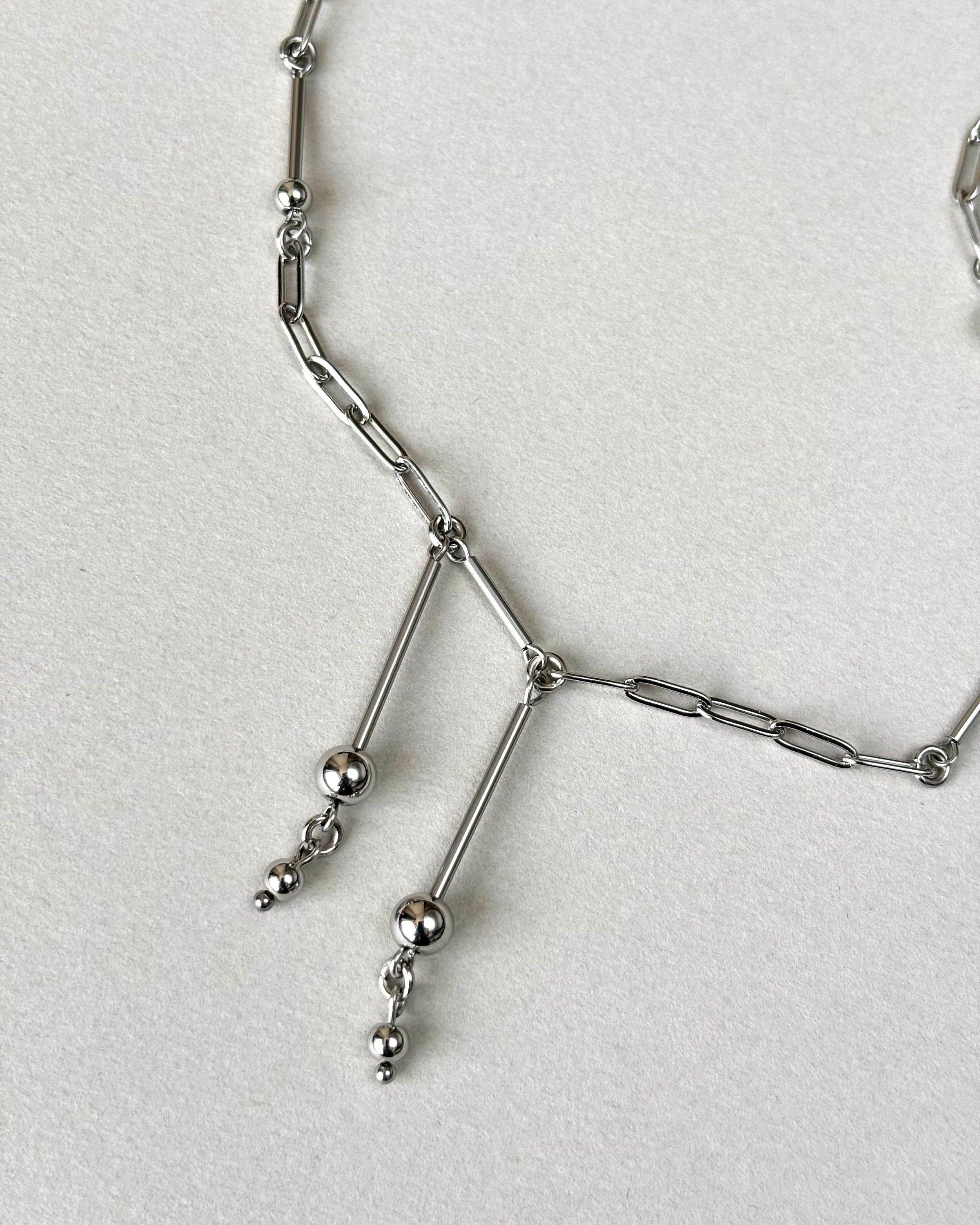 Paperclip Necklace | Dainty Long Necklace in Silver Stainless Steel. Unique Bohemian Jewelry – Long Pendant Necklace — handmade Necklace by TVOR Jewelry — photo 5 of 6
