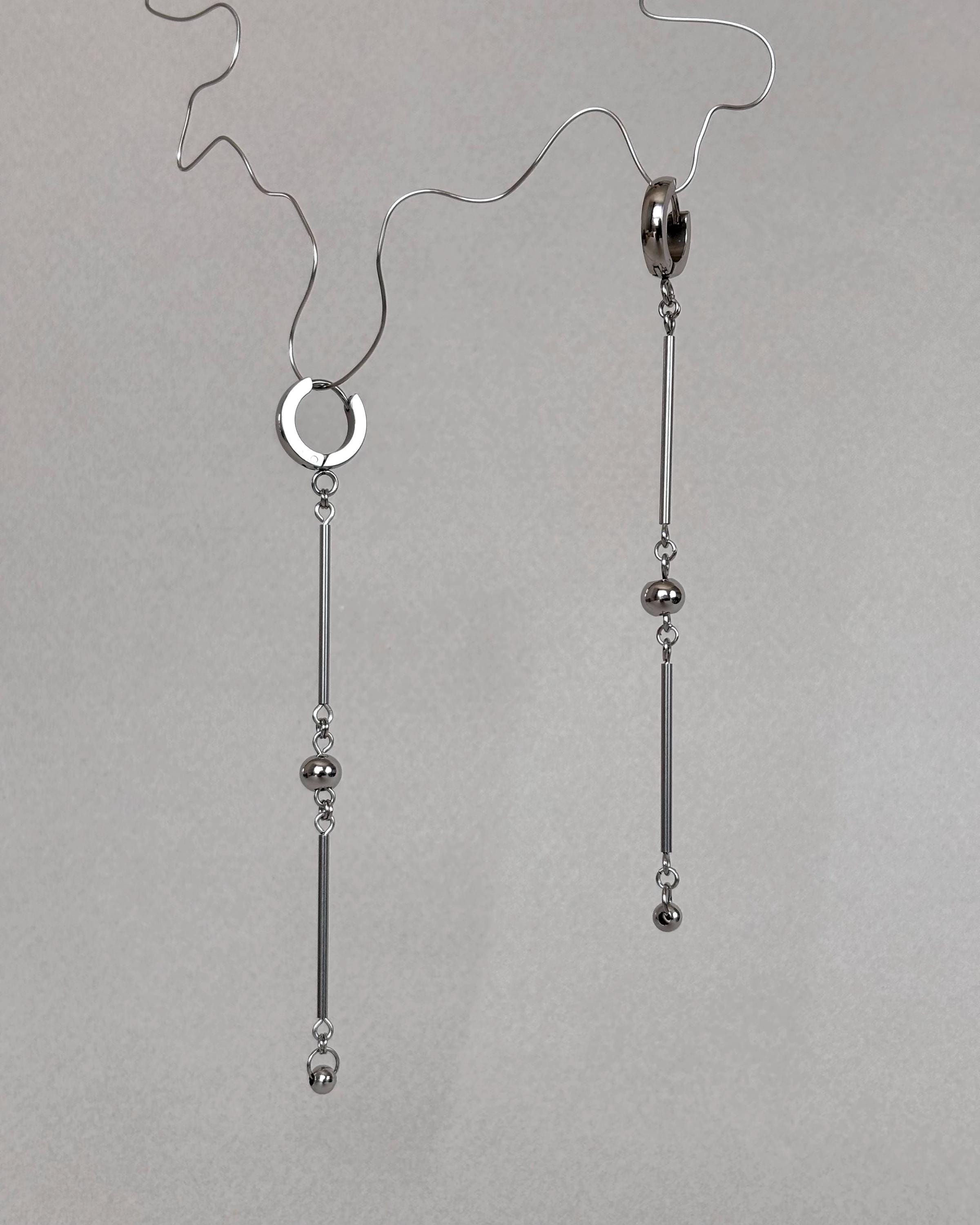 Stainless Steel Earrings. Dangle Earrings in Silver Color. Clasp Crafted from Surgical Steel — Hypoallergenic Earrings — handmade Earrings by TVOR Jewelry — photo 3 of 5