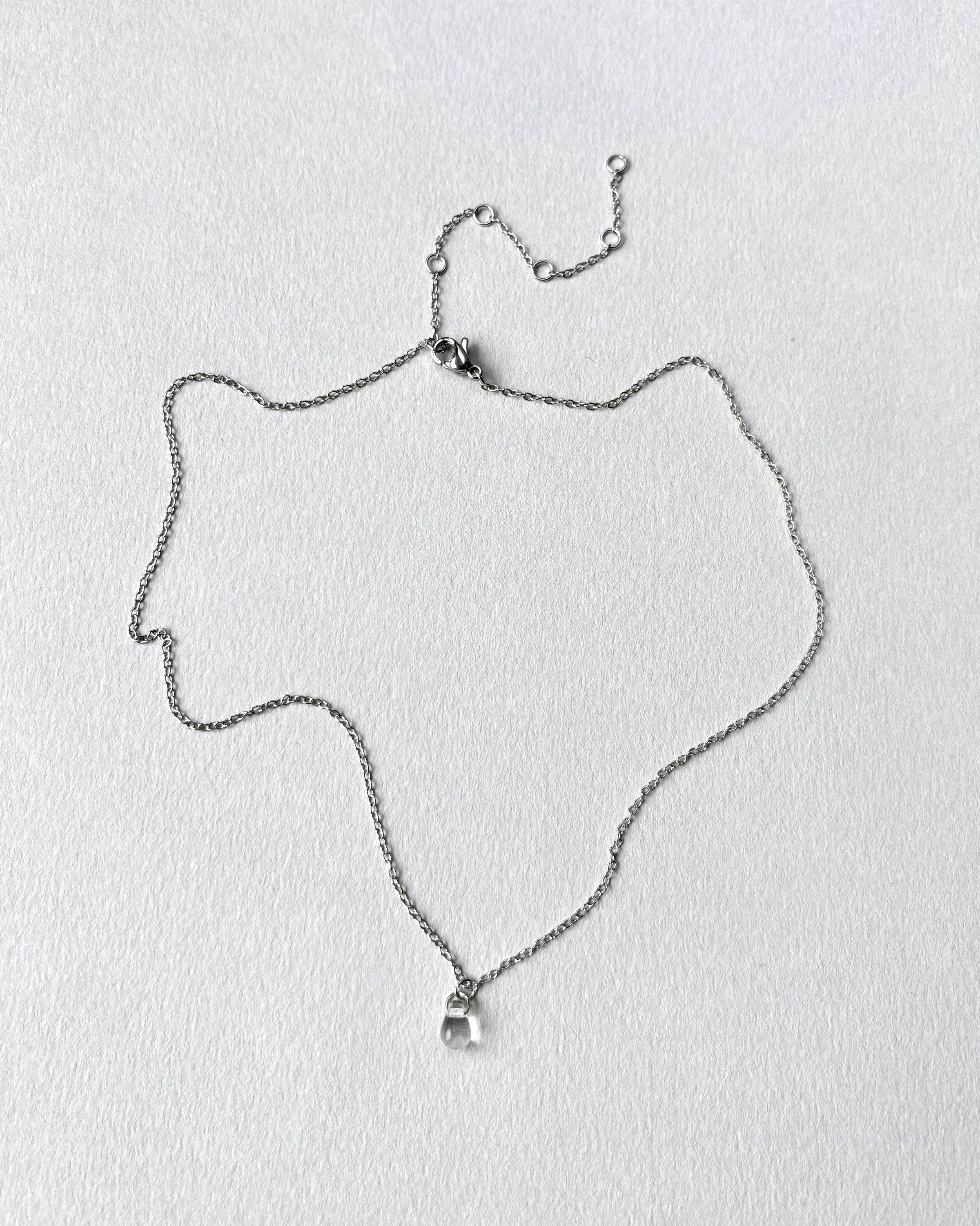 Delicate Necklace with Teardrop Pendant. Stainless Steel and Clear Glass Teardrop. Everyday Fine Jewelry — handmade Necklace by TVOR Jewelry — photo 2 of 6