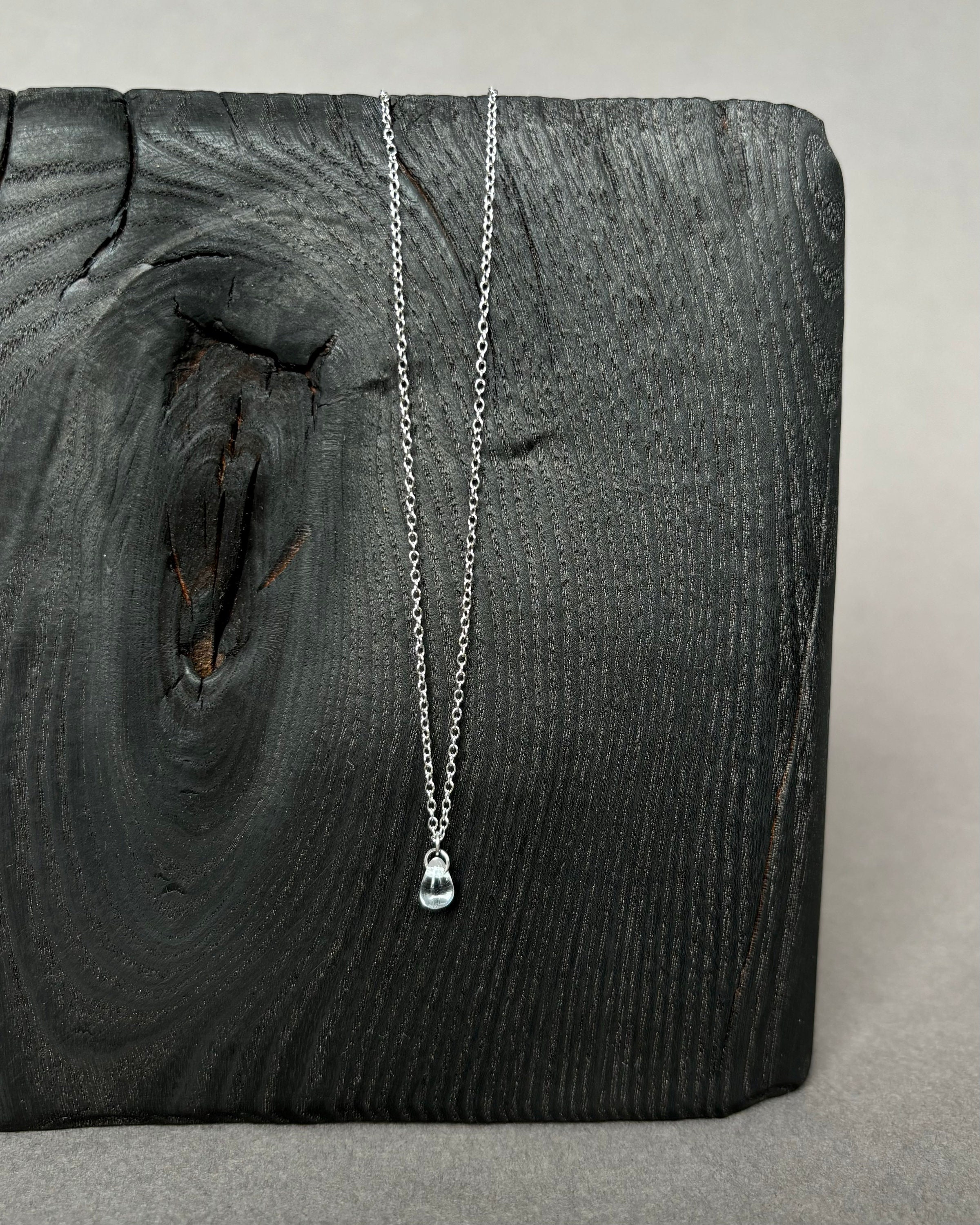 Delicate Necklace with Teardrop Pendant. Stainless Steel and Clear Glass Teardrop. Everyday Fine Jewelry — handmade Necklace by TVOR Jewelry — photo 3 of 6