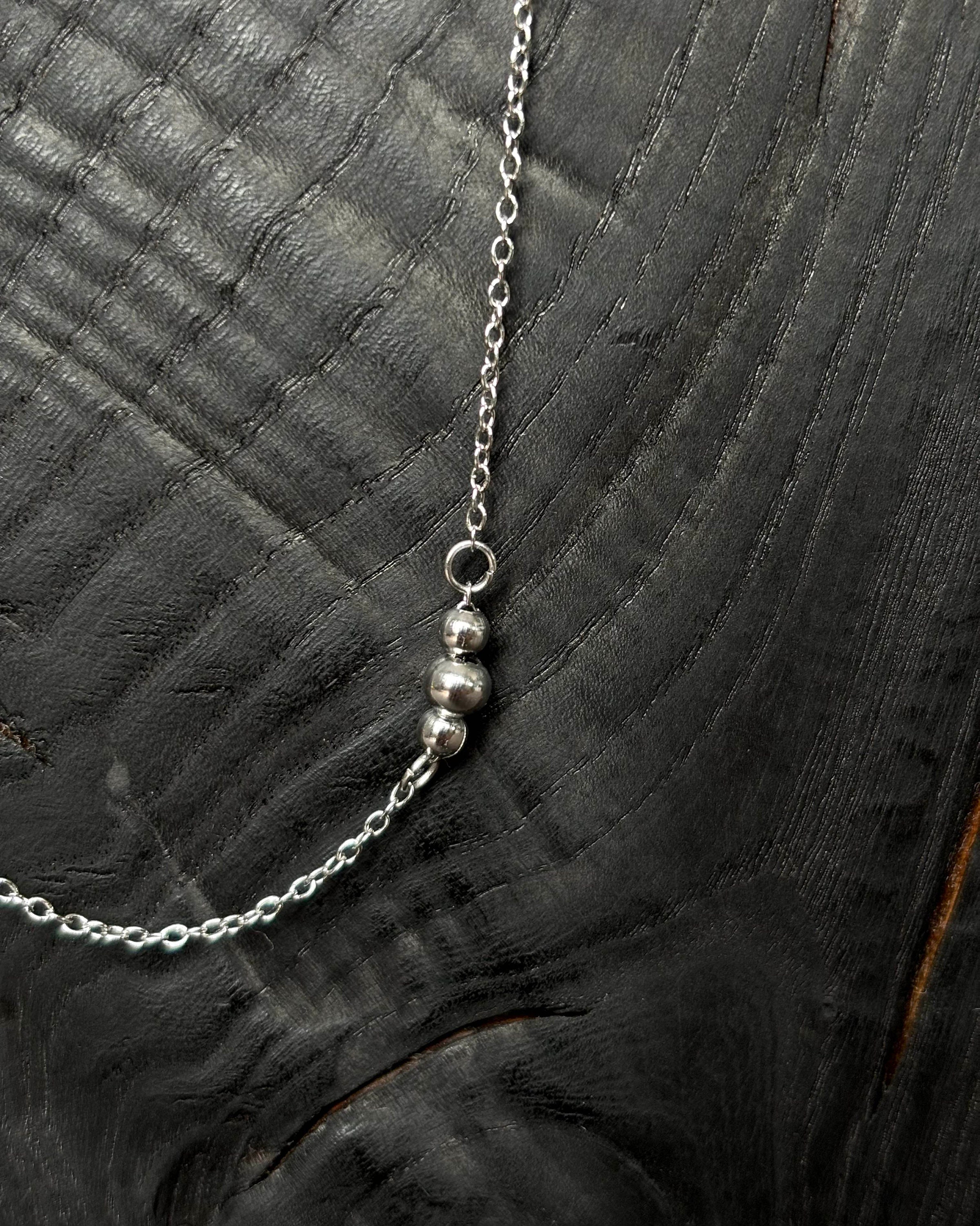 Dainty Necklace Made of Stainless Steel. Silver Chain with Metal Bead Accents — Everyday Necklace — handmade Necklace by TVOR Jewelry — photo 2 of 3