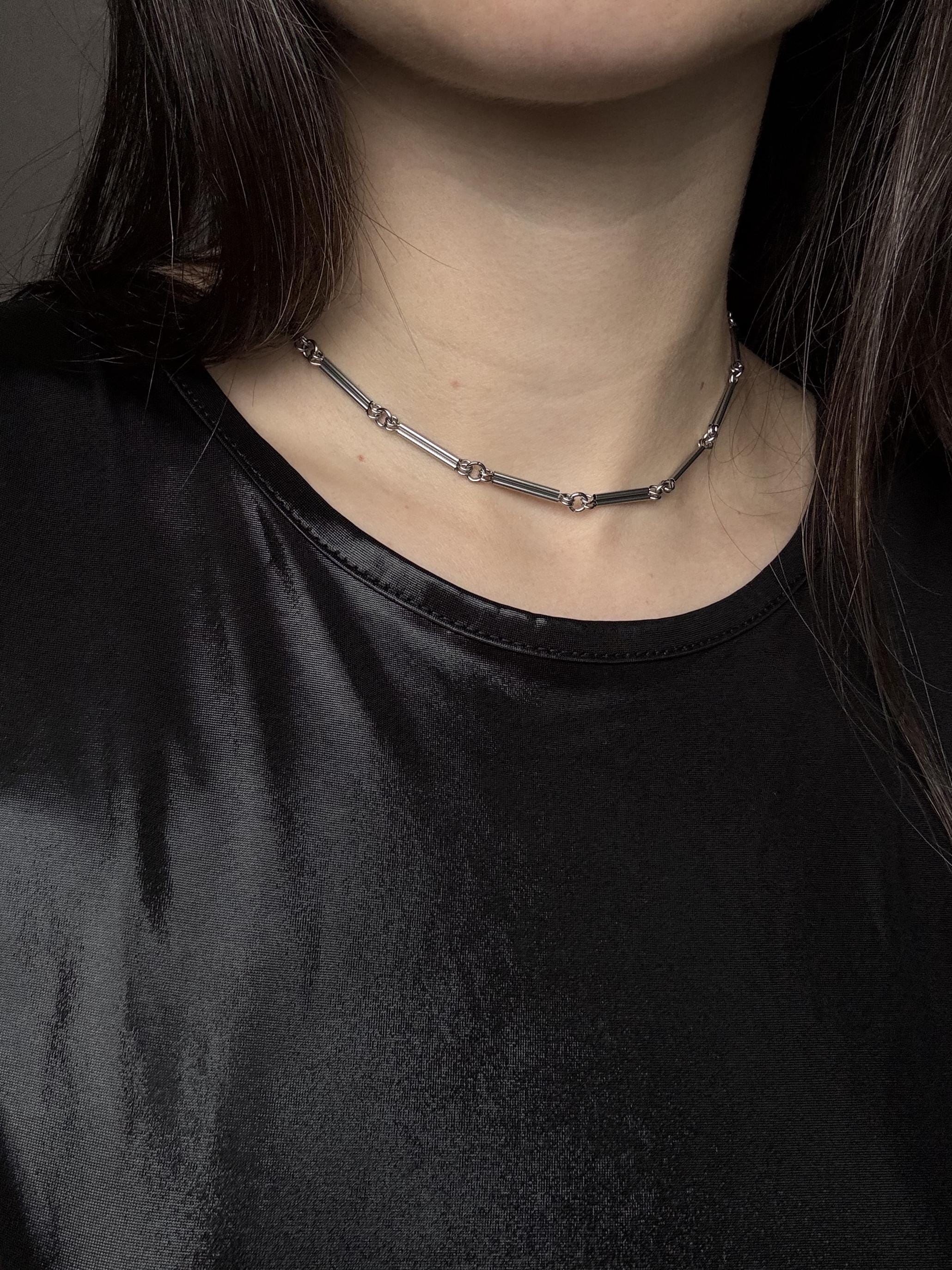 Unisex Chain Necklace: Surgical Stainless Steel, Silver Color, Short Necklace — Choker Necklace — handmade Necklace by TVOR Jewelry — photo 1 of 10