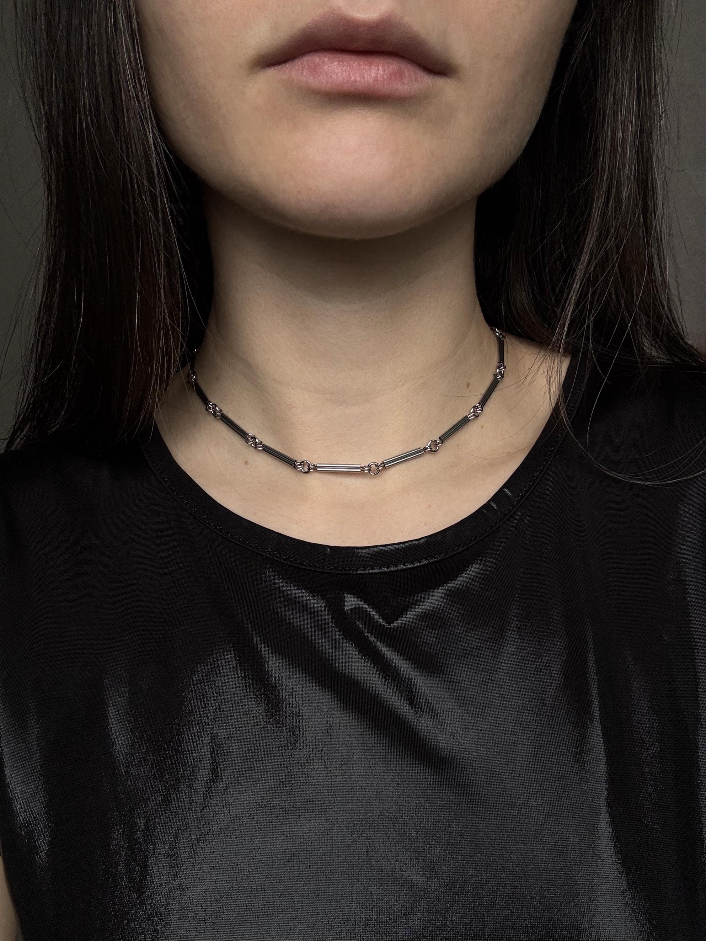 Unisex Chain Necklace: Surgical Stainless Steel, Silver Color, Short Necklace — Choker Necklace — handmade Necklace by TVOR Jewelry — photo 2 of 10