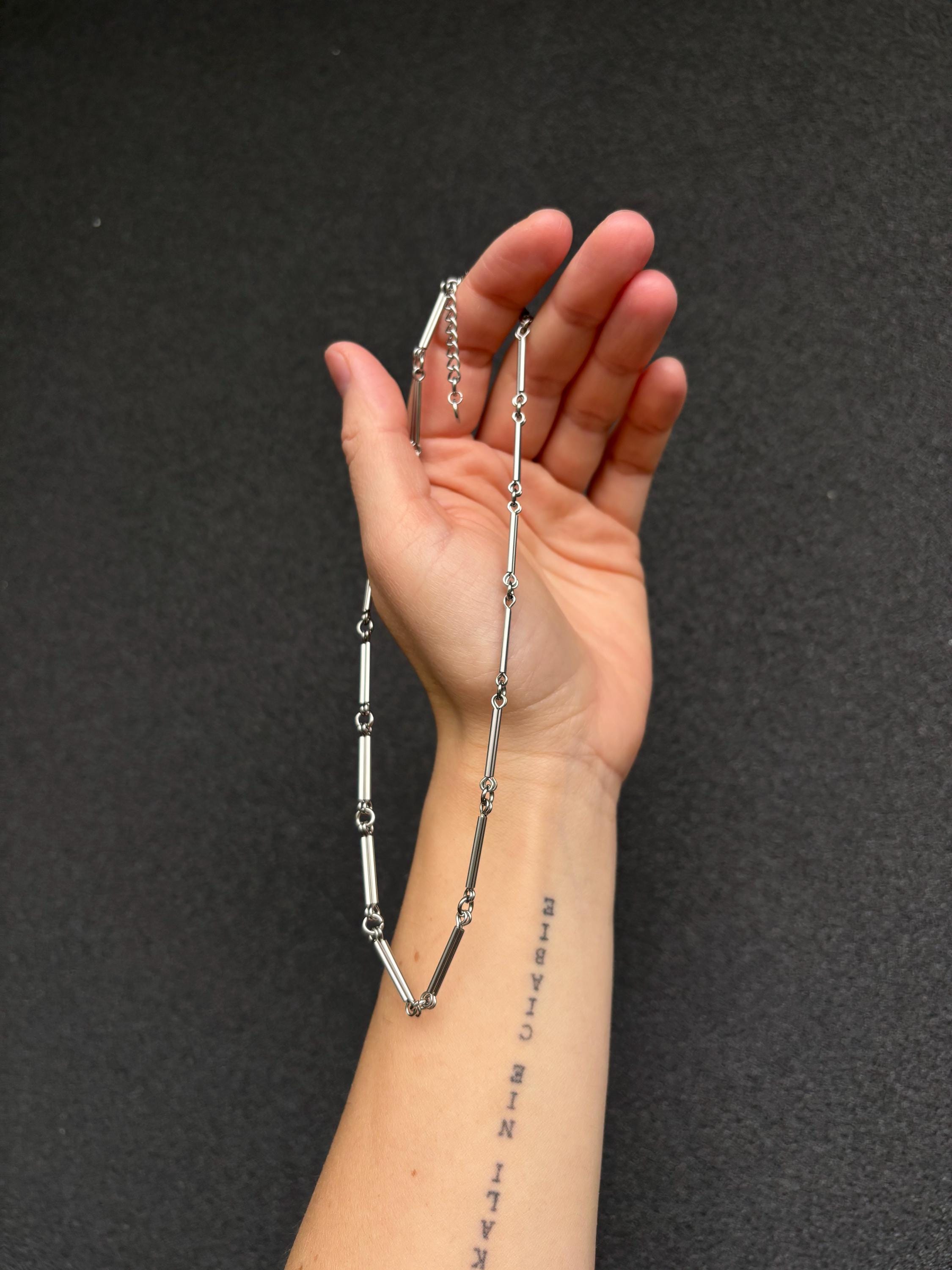 Unisex Chain Necklace: Surgical Stainless Steel, Silver Color, Short Necklace — Choker Necklace — handmade Necklace by TVOR Jewelry — photo 4 of 10