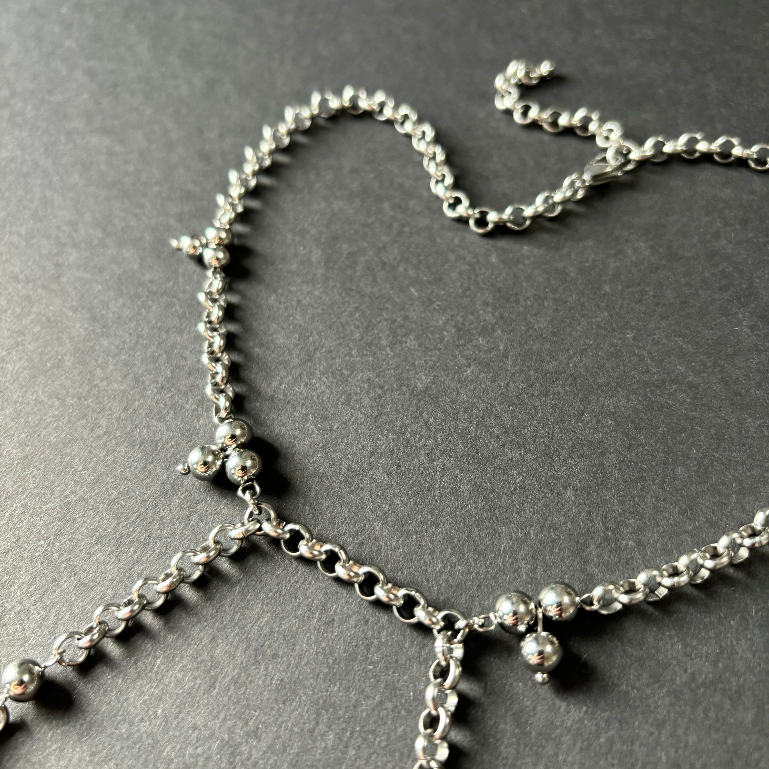 Stainless Steel Necklace Choker with Double Drop Chains – Unisex Grunge Jewelry — handmade Necklace by TVOR Jewelry — photo 4 of 5