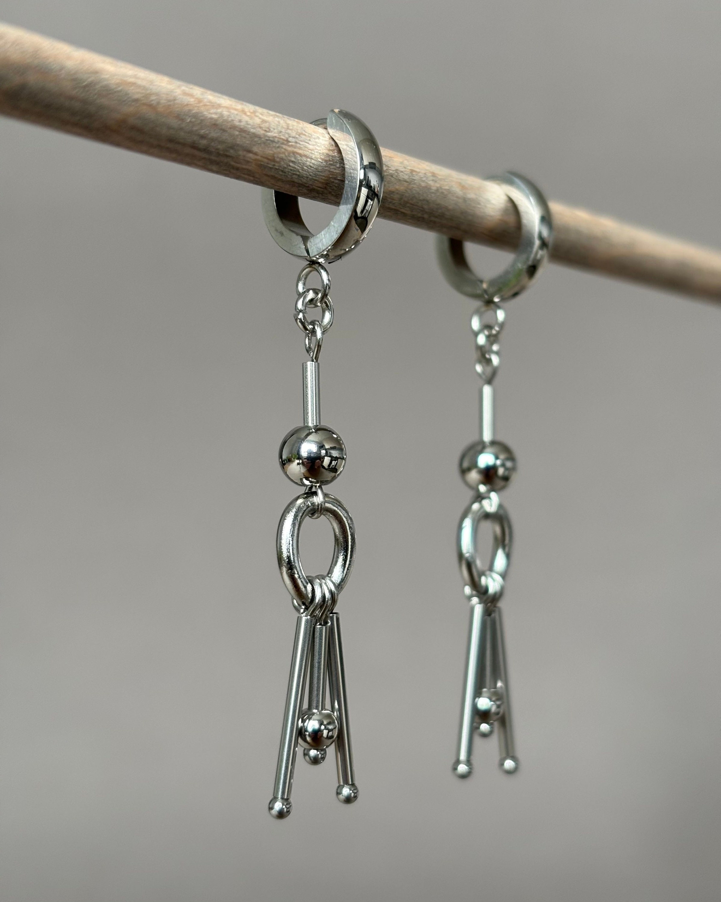 Stainless Steel Earrings in Silver. Clasp Crafted from Surgical Steel — Hypoallergenic Earrings — handmade Earrings by TVOR Jewelry — photo 2 of 4