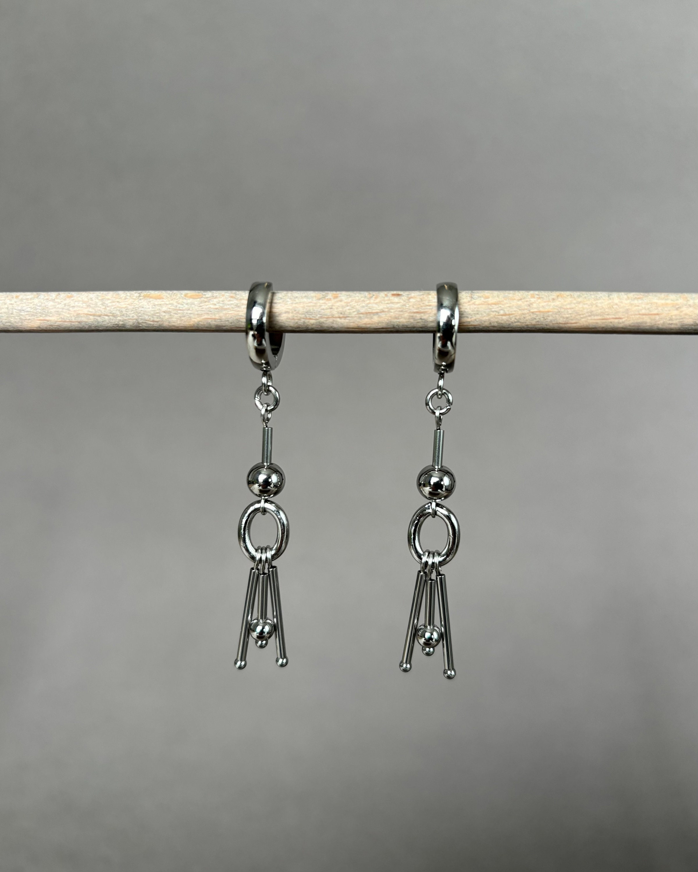 Stainless Steel Earrings in Silver. Clasp Crafted from Surgical Steel — Hypoallergenic Earrings — handmade Earrings by TVOR Jewelry — photo 3 of 4
